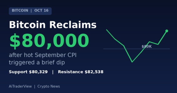 Bitcoin Reclaims $80,000 After Hot September CPI Triggers Brief Dip