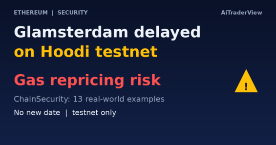 Ethereum Delays the Glamsterdam Hoodi Testnet Fork After Auditors Flag Gas-Repricing Risks to Existing Contracts