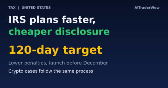 IRS Plans a Faster Voluntary Disclosure Program With Lower Penalties, Including for Crypto Cases