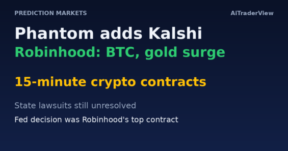 Prediction Markets Move Into Crypto Wallets and Brokers as Phantom Adds Kalshi and Robinhood Sees Bitcoin and Gold Contracts Surge