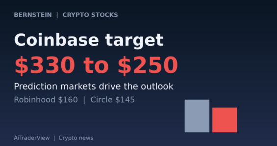 Bernstein Cuts Its Coinbase Target to $250 and Says Prediction Markets Are Becoming a Core Driver for Crypto Stocks